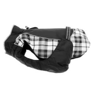Alpine All Weather Dog Coat - Black and White Plaid - by Doggie Design