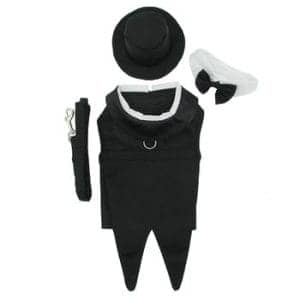 Classic Dog Harness Tuxedo With Tails, Bow Tie And Collar - by Doggie Design