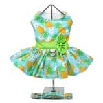 Pineapple Luau Dog Harness Dress with Matching Leash - by Doggie Design