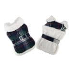 Sherpa-Lined Dog Harness Coat - Blue & Green Plaid - by Doggie Design