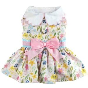 Pastel Meadow Dog Dress with Matching Leash